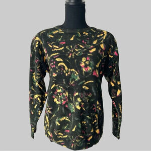Vintage Alison H. 80s  Art Print Wool Angora Blend Sweater Made in Hong Kong